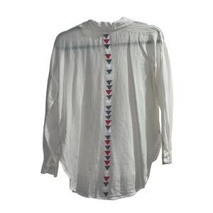 Sundry White Button-Down Blouse with Triangle Detail - XS